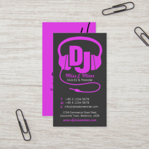 Carte de visite promoteur DJ pour dames rose et no