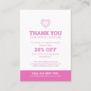 Carte De Visite Promotion photo Merci-santé 20 % moins rose