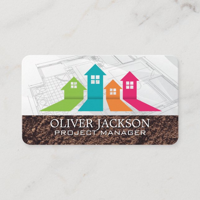 Carte De Visite Property Homes Logo | Blueprints (Devant)