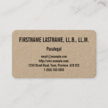 Carte de visite propre et de base de paralégal