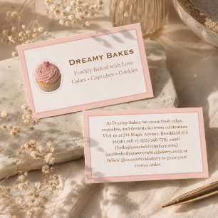 Carte De Visite Propriétaire de boulangerie de cupcakes rose esthé