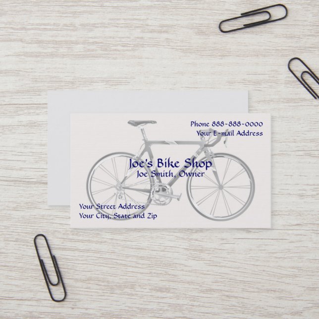 Carte de visite propriétaire de la boutique de vél (Devant/Arrière en situation)