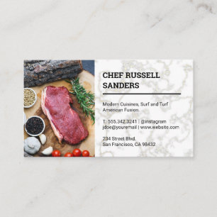 Carte De Visite Propriétaire du restaurant   Dîner Steak   Chef
