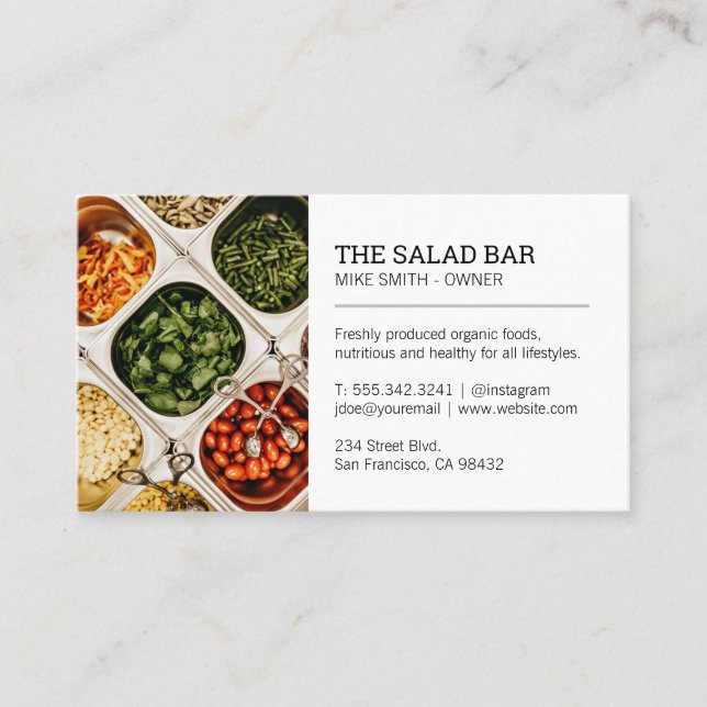 Carte De Visite Propriétaire du restaurant | Salade Bar (Devant)