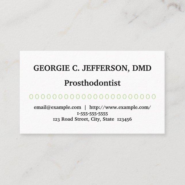 Carte de visite prosthodontiste de base et minimal (Devant)
