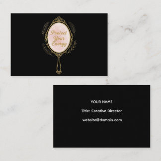 Carte De Visite Protect Your Energy - Gold Vintage Mirror Black