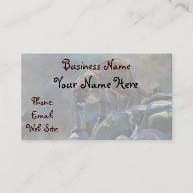 Carte De Visite Prowling Cougar Mountain Lion Art Design (Devant)