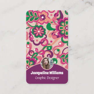Carte De Visite Prune Groovy Psychedelique 60 70 Floral II