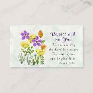 Carte De Visite Psaume 118:24 C'est le jour, Inspirationnel Floral