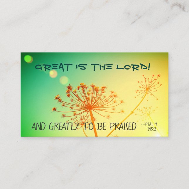 Carte De Visite Psaume 145:3 Grand est le Seigneur, Bible Verse (Devant)