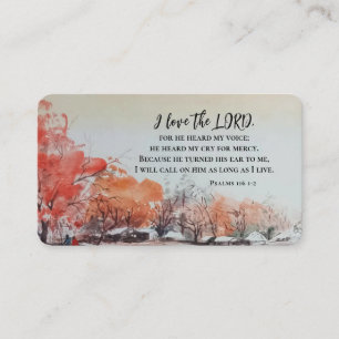 Carte De Visite Psaumes 116 1-2 J'aime la Bible Verse de l'Éternel