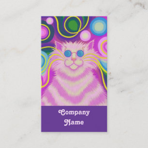 Carte De Visite Psy-cat-delic Portrait rose violet dos