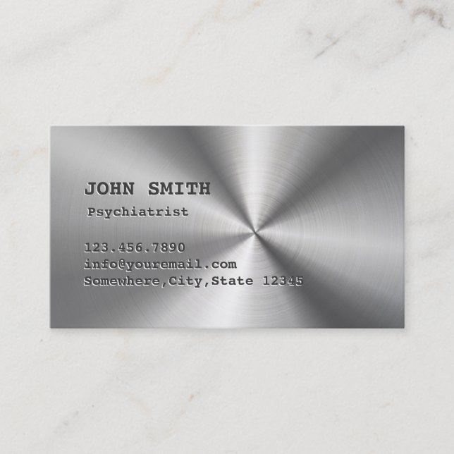 Carte De Visite Psychiatre Metal Faux Stainless Steel (Devant)
