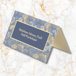 Carte De Visite Psychiatre ou conseiller Zen Blue Gold Ginkgo