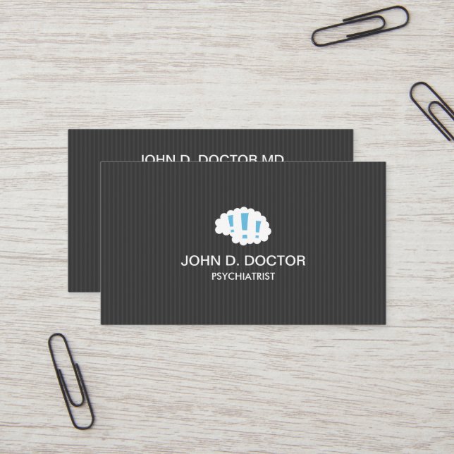 Carte De Visite Psychiatre professionnel moderne gris foncé (Devant/Arrière en situation)