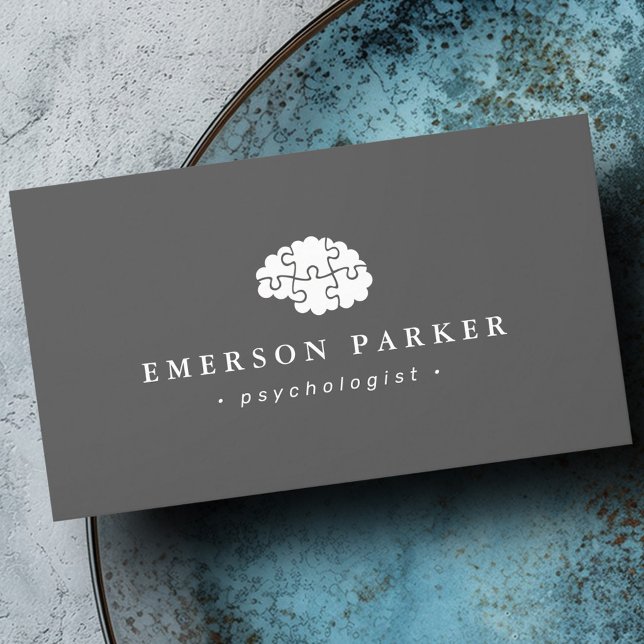 Carte De Visite Psychiatre psychologue gris conseiller moderne (Gray psychologist psychiatrist counselor modern business card)