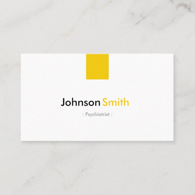 Carte De Visite Psychiatre - Simple Ambre Jaune (Devant)