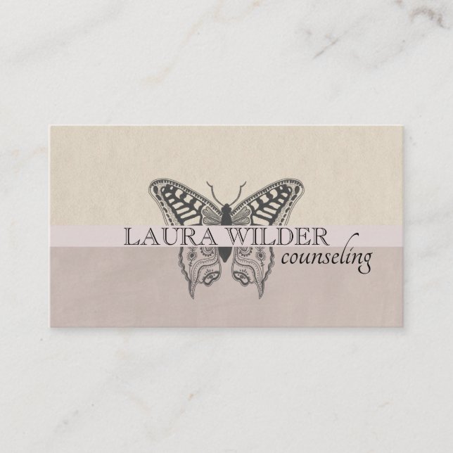 Carte De Visite Psychiatre Thérapiste Papillon Illustré (Devant)