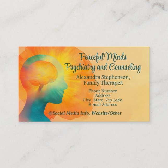 Carte De Visite Psychiatrie de la thérapie du cerveau dynamique (Devant)