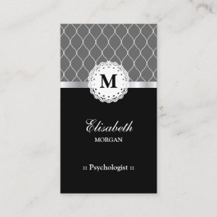 Carte De Visite Psychologue Elegant Black Lace Motif