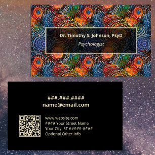 Carte De Visite Psychologue   Thérapeute Code QR Tourbillons Color