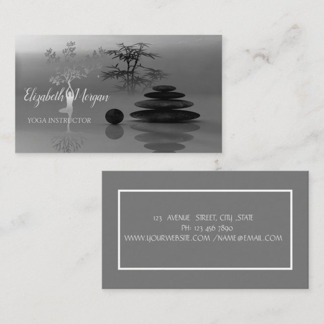 Carte De Visite Psychologue Thérapeute, Pierres, Silhouette Arbre  (Devant / Derrière)