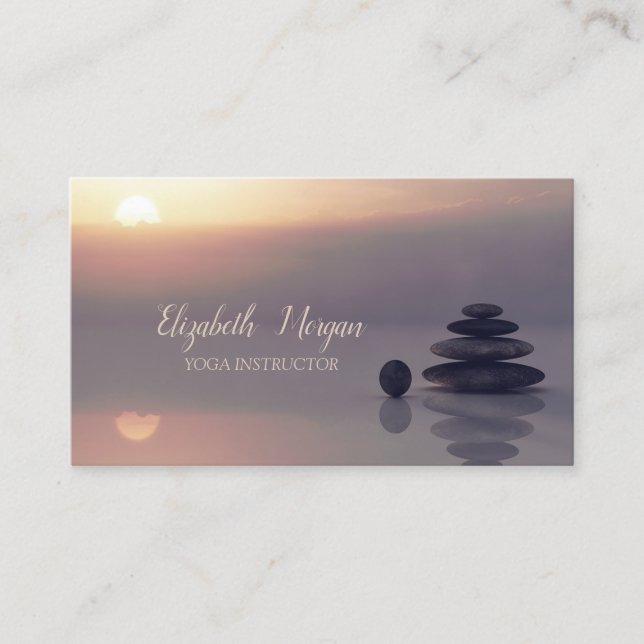 Carte De Visite Psychologue Thérapeute Zen, Coucher du soleil, Yog (Devant)