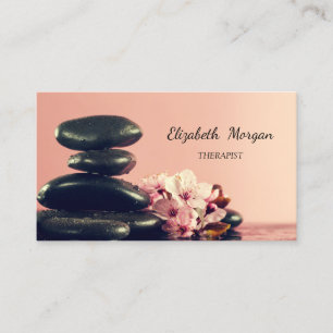 Carte De Visite Psychologue Thérapeutique Pierres Zen Noir Fleur