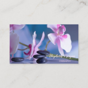Carte De Visite Psychologue Thérapeutique Zen, Pierres, Orchidée