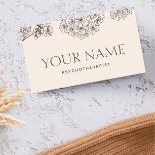 Carte De Visite Psychothérapeute Conseiller de famille tiré floral