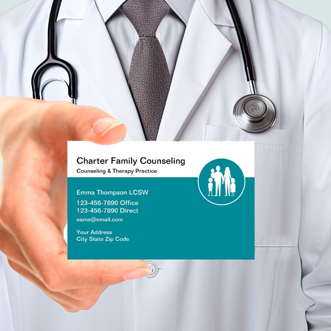Carte De Visite Psychothérapeute de la famille (Family doctor business cards by Custom Business Templates)