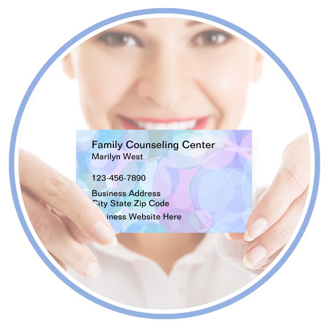 Carte De Visite Psychothérapeute du counseling familial (Family Counselor Business Cards by CustomBusinessTemplates)