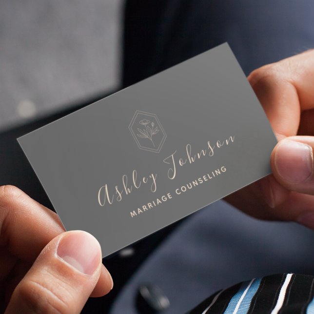 Carte De Visite Psychothérapeute du mariage Grey Bohemian (Créateur téléchargé)