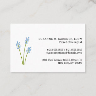 Carte De Visite Psychothérapeute Simple Fleur Bleue Euro