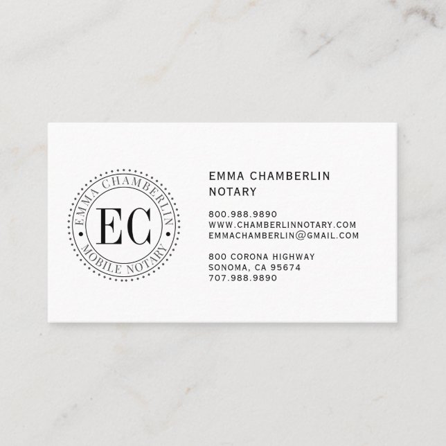 Carte de visite public de notaire mobile (Devant)