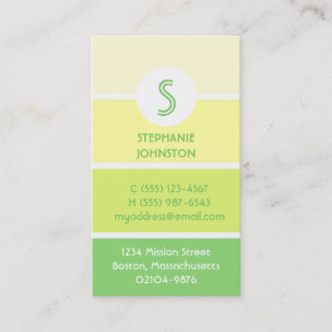 Carte De Visite Puce de peinture verte monogramme moderne appel pe