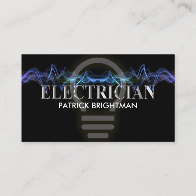 Carte De Visite Puissant à la foudre ampoule électrique lumineuse (Devant)