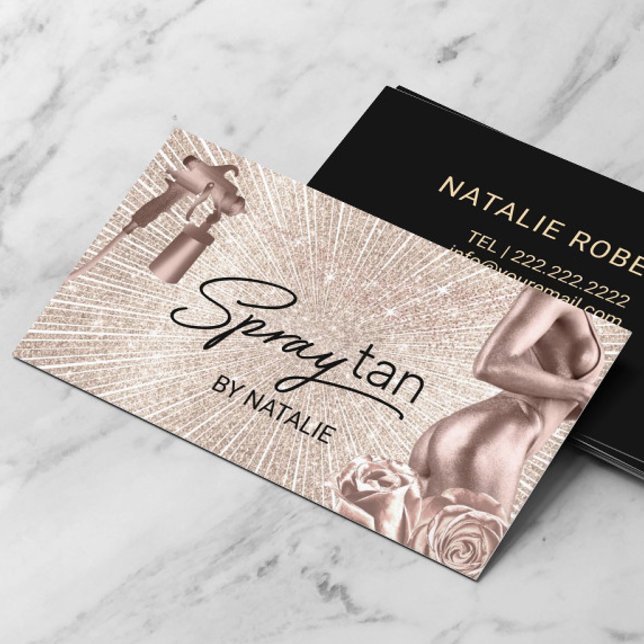 Carte De Visite Pulvérisateur mobile Tan Moderne Sunshine Airbrush (Créateur téléchargé)