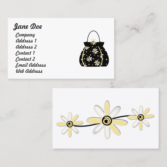 Carte De Visite Purge florale féminine noire et jaune (Devant / Derrière)