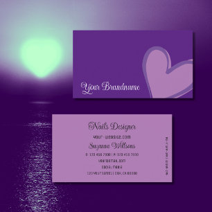 Carte De Visite Purple avec un magnifique Lilac Coeur mignonne et 