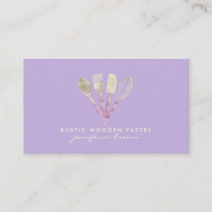 Carte De Visite Purple Basic Logo Pâtisserie Parties scintillant b