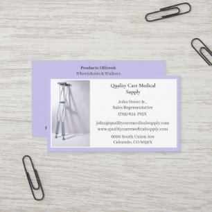 Carte De Visite Purple Crutches Équipement Médicale Senior Care