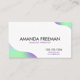 Carte De Visite Purple doux et vert Aurora Glow Massage Thérapiste