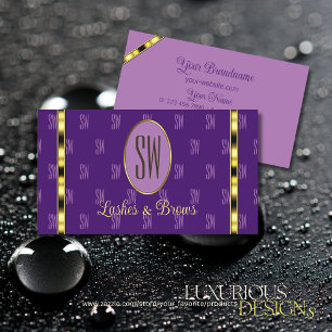 Carte De Visite Purple et Lilac avec des lettres à motifs de monog