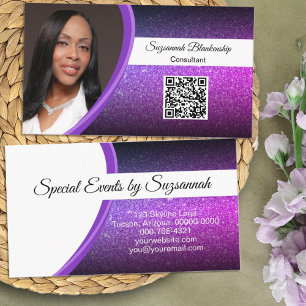 Carte De Visite Purple Faux Parties scintillant professionnel Phot