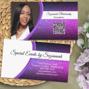 Carte De Visite Purple Faux Parties scintillant professionnel Phot