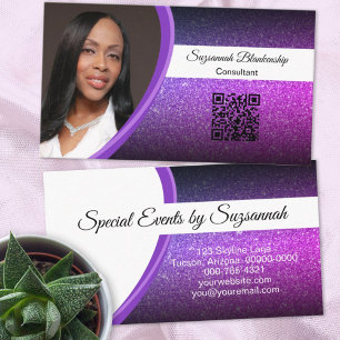 Carte De Visite Purple Faux Parties scintillant professionnel Phot