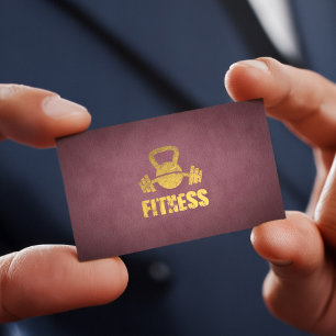 Carte De Visite Purple Fitness Personal Trainer Kettlebell Barbell