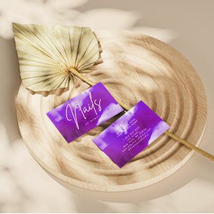 Carte De Visite Purple Fumée et Neon Nail Artist Nail Tech