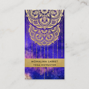 Carte De Visite Purple Galaxy Faux Gold Foil Mandala Motif